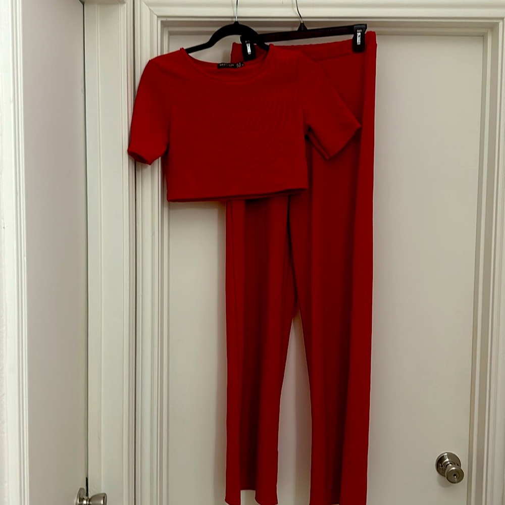 Nasty Gal Red Two-Piece Set – Trendy Night-Out Look, NWT